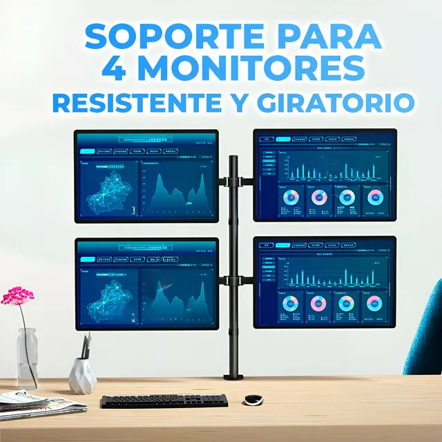 Soporte De Mesa Para 4 Monitor Tv En Pared 13 A 27 Montaje