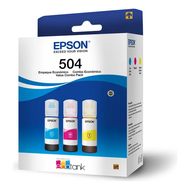 Epson T504 tintas pack 3 Ecotank cian magenta amarillo