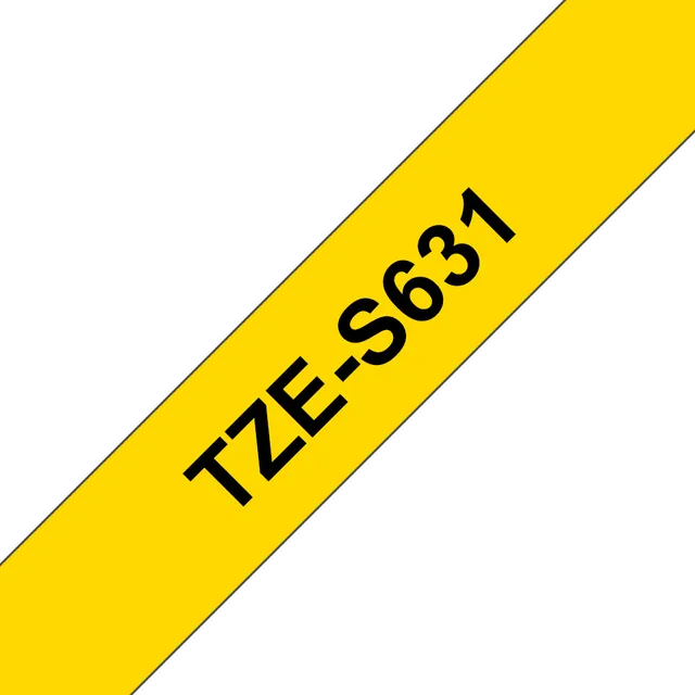 Cinta Brother Tzes631 Negro Sobre Amarillo 12mmx8mts