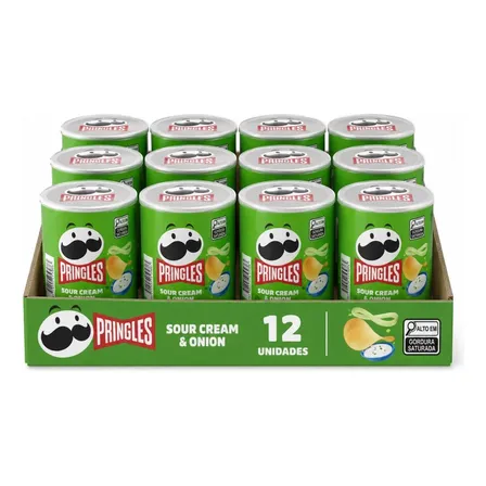 Kit Com 12 Salgadinho De Batata Pringles Creme E Cebola 37g