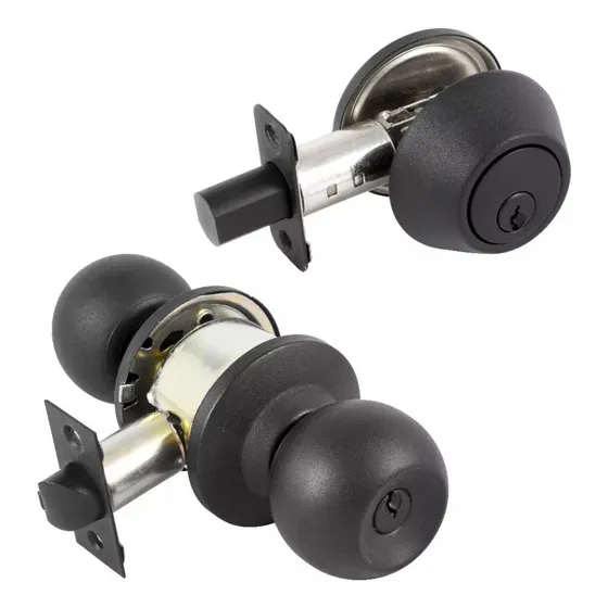 Cerradura Pomo Chapa Manilla + Cerrojo Seguridad Para Bodega Color Negro