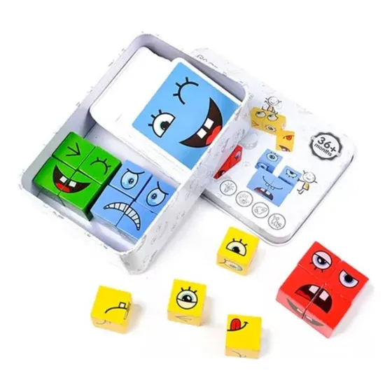 Juego Emociones Expresiones Caras Cubo Rapidez Armar Puzzle