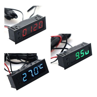 Voltimetro 3 En 1 Termo-metro Y Reloj 12v Para Auto Voltimetro 3 En 1 Termo-metro Y Reloj 12v Para Auto