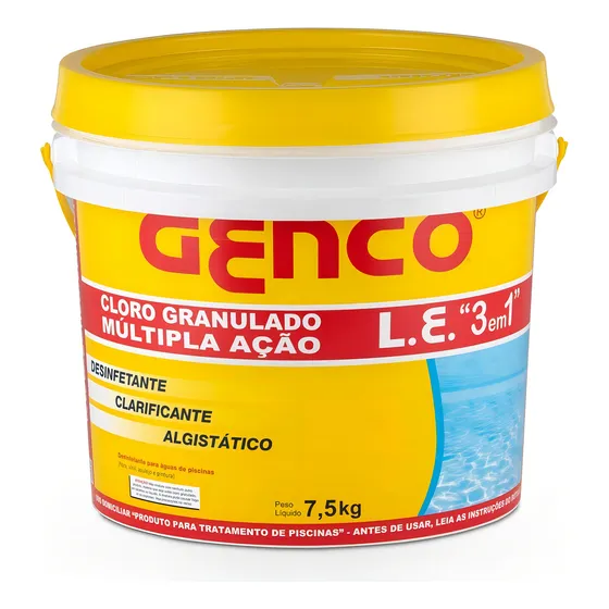 Balde De Cloro Genco De Pisicna L.e 3 Em 1 7,5kg