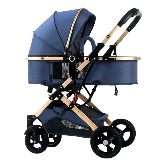 HOGOJUA Carriola para Bebé con Diseño de Amplia Vista, Llantas de Caucho a Prueba de Explosiones, Sistema de Amortiguadores Atenuantes, Estructura de Aluminio Ligero con Plegado Compacto (Azul )