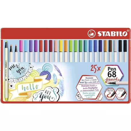 Marcador Stabilo Pincel Brush Pen 68 X 25 Colores Lata
