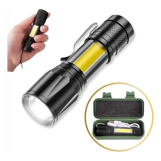 Lanterna Tática Led Mini Recarregável Usb Portátil Camping