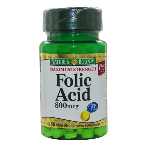 Suplemento De Ácido Fólico Nature's Bounty 800 Mcg 250 Table