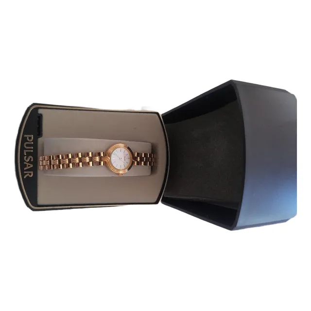 Damas/reloj De Pulsera Marca Pulsar Metal Dorado Esfera Blan