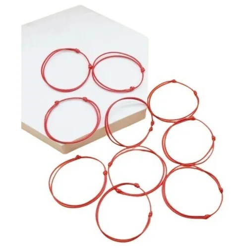 Pulsera Roja Minimalista, Amuleto, Cábala - Set De 2
