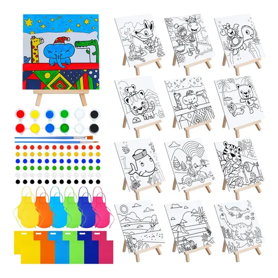 Set De Fiesta De Pintura Para Niños Con Lienzos Y Caballetes