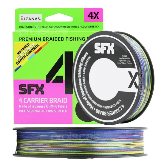 Linha de Pesca Multifilamento Sufix SFX Multicolor 0.235mm de 300m 4x 30lbs 13.6kg Pe 2.0