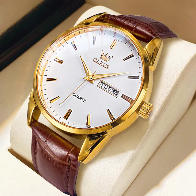 Olevs Relógio Masculino A Prova D'água Couro 6898 Olevs Relógio Masculino A Prova D'água Couro 6898