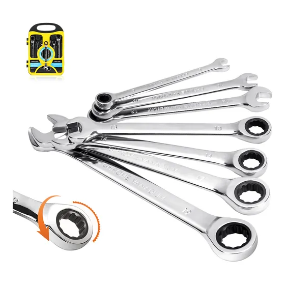 Kit Chave Catraca Combinada Catraca Com 7 Peças 08 A 19mm