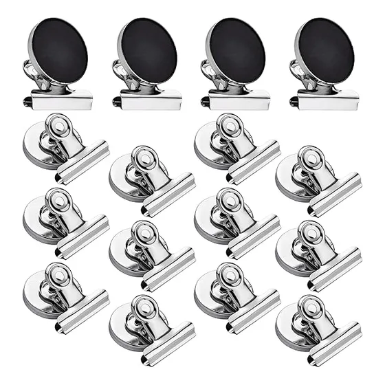Kit Paquete De 12 Clips Magnéticos Clips Magnéticos Para Pizarra Blanca Y Heladera Pizarron Refrigerador Sin Arañazos, Resistentes Para Organizar Y Decorar Cocina U Oficina Con Bloc De Notas Libreria