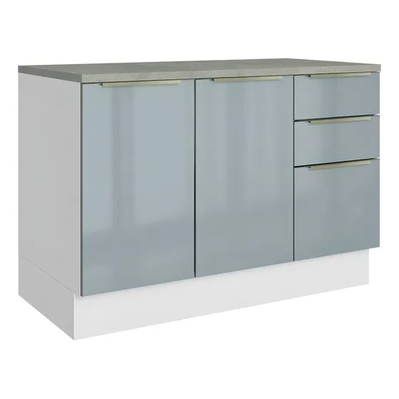 Gabinete Bajo Cocina Madesa Lux 120cm Con Encimera Color Blanco/Gris