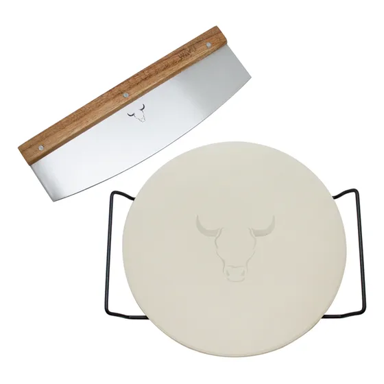 Set Pizza Piedra + Cortador Xl Wayu Color Blanco