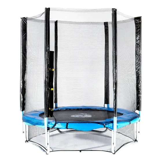 Cama Elástica 6 Pies 1.83 Mt Con Malla - Kidscool Lona de salto Negro Cobertor de resortes Azul