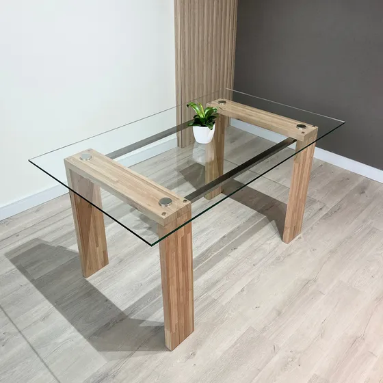 Mesa Comedor Vidrio, Eucalipto 150por90 Para 6 Sillas