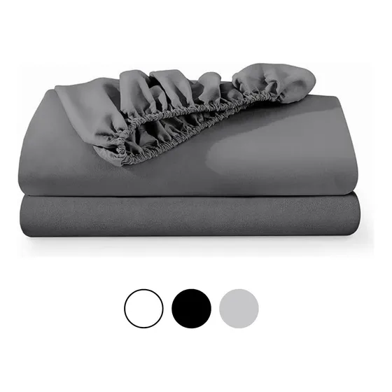 Sabana Bajera Ajustable Elasticada Hilos Suave Gris 2 Plazas Aura Zeus