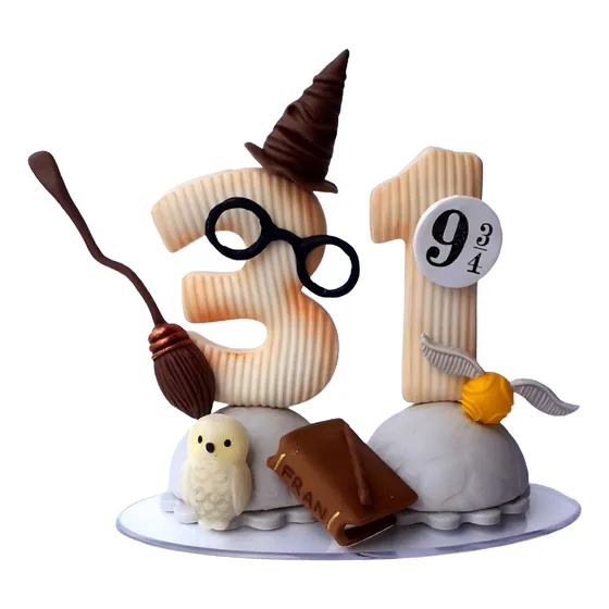 Topo Vela Aniversário Harry Potter Biscuit Com Nome 2números