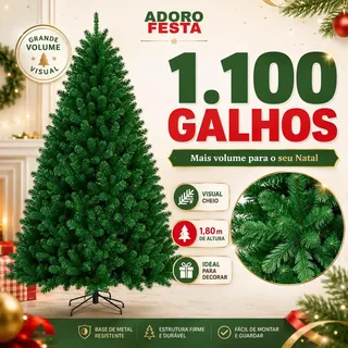 Adoro Festa Árvore de Natal Tradicional Pinheiro Verde 1,80m Cheia Co