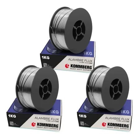 3 Rollos Alambre Flux Soldar MIG sin Gas 0.8 Mm x 1 Kg Cada Uno Kommberg