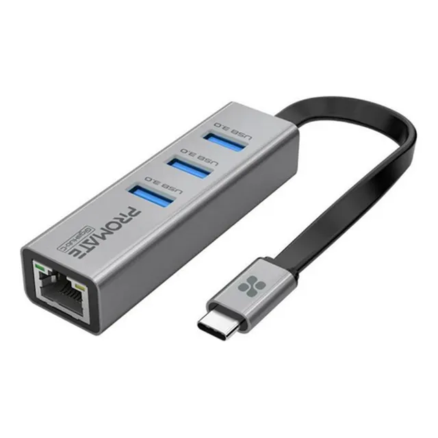Adaptador Hub Promate Gigahub Usb C A Rj45 Red