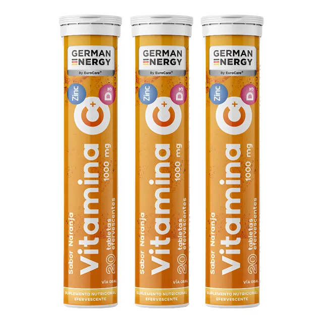 Vitamina C + Zinc + D3 German Energy Pack 3 Sabor Naranja