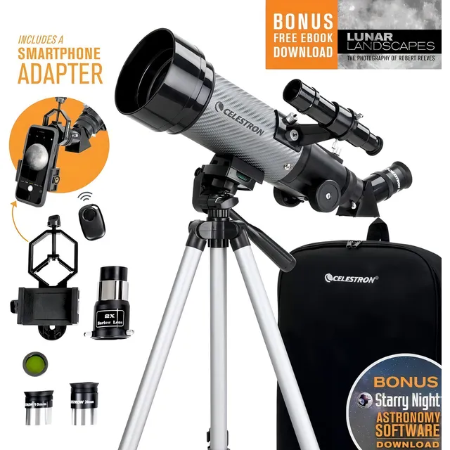 Celestron ® Telescopio 70mm Con Barlow Y Mochila 22035 70dx Color Plateado
