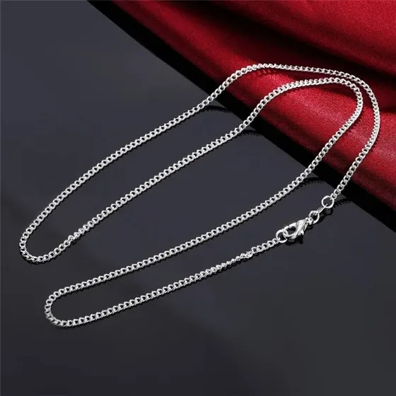 Collar De Plata De Ley 925 Con Cadena De Cadena, Joyería, Re