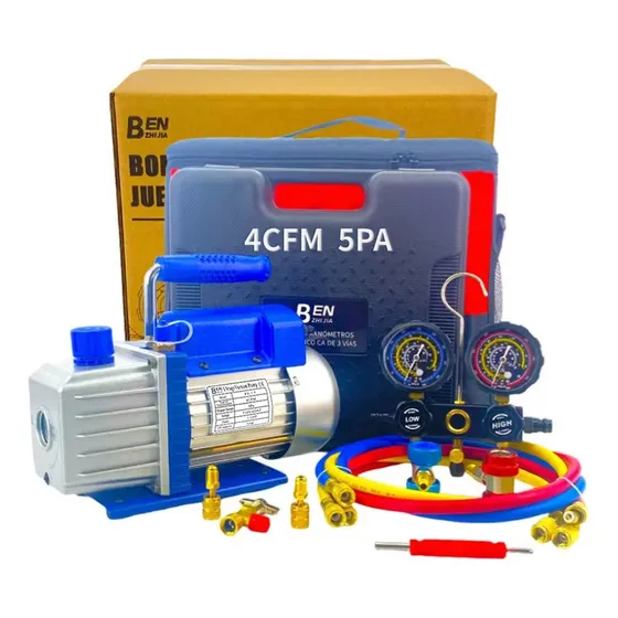 Bomba De Vacío Benzhijia 4cfm 1/3hp 127v + Kit De Manómetro