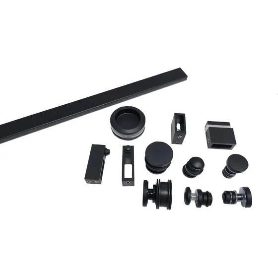 Kit  Para Puerta Corrediza Granero Acero Negro 150 Cm
