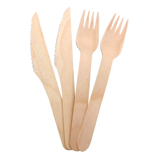 Cubiertos Bambú Desechable Madera Tenedor Cuchillo Ecológico