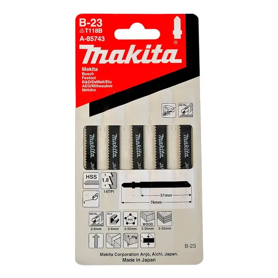 Set 5 Hojas De Calar Makita Para Madera Metal Plástico 2-6m