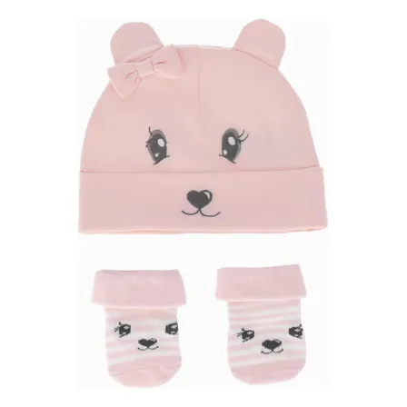 Pack Recién Nacida De Gorro Y Calcetines Rosado Limonada