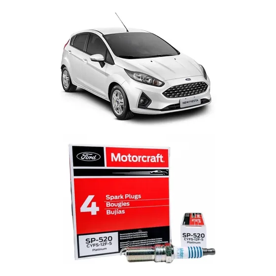 Bujía Motorcraft Cyfs12f5 Sp520 Ford Fiesta Set X4 Original - Repuesto para Ford