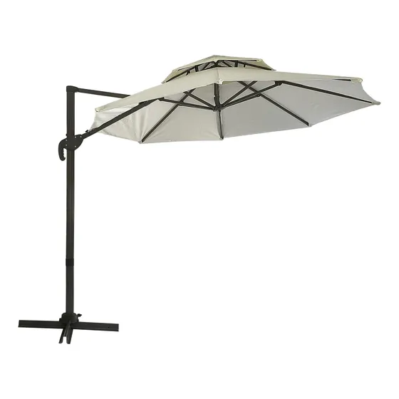 Sombrilla Lateral 3 Mts Jardín Playa Pileta Color Beige Premium Garden Life