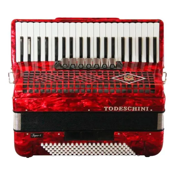 Acordeon Todeschini Yw827 Super6 41 Teclas 120 Baixos Red Cor Vermelho