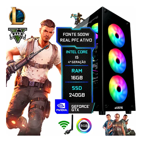 Pc Gamer Computador, Intel I5, 16gb, Ssd 240gb, Vídeo 2gb
