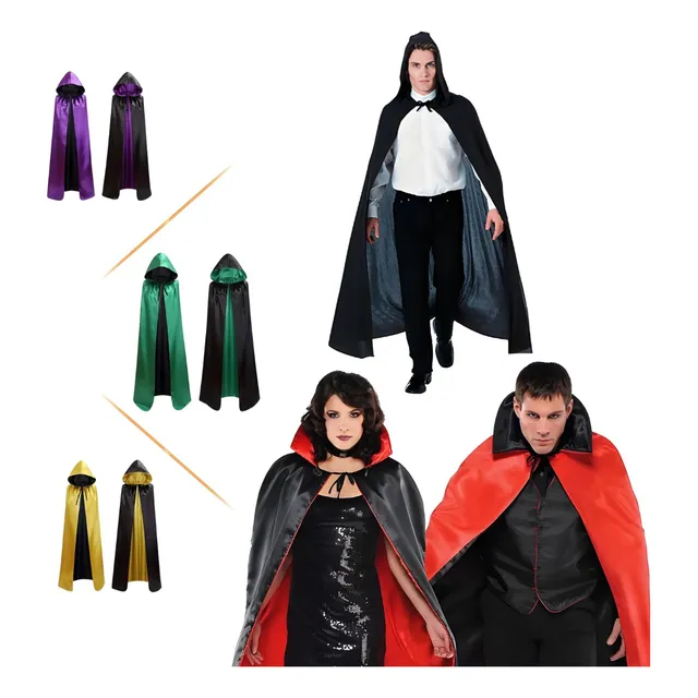 Capa De Bruxa Vampiro Drácula Halloween/carnaval Dupla Capuz