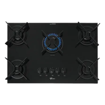 Cooktop a Gás Fischer 5 Bocas Fit Line Trempe Iron