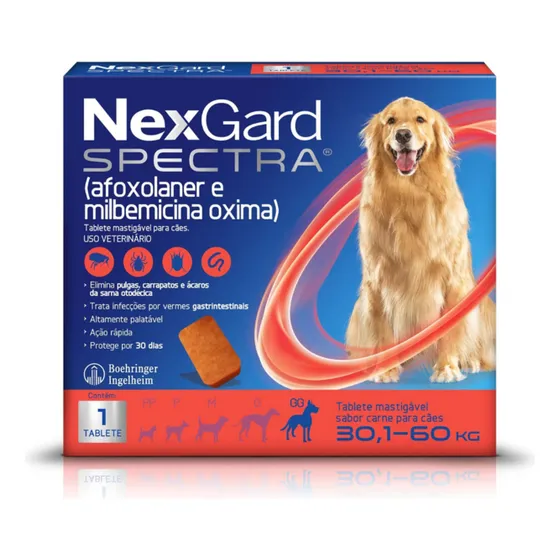Antipulgas e Carrapatos NexGard Spectra para Cães de 30,1 a 60kg