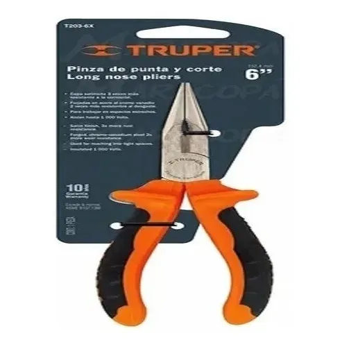 Alicate Pinza Punta Fina Y Corte 6 Pulgadas Aislado Truper