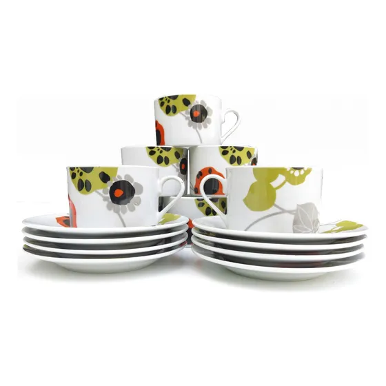 Jogo Com 8 Xicaras Com Pires Porcelana 