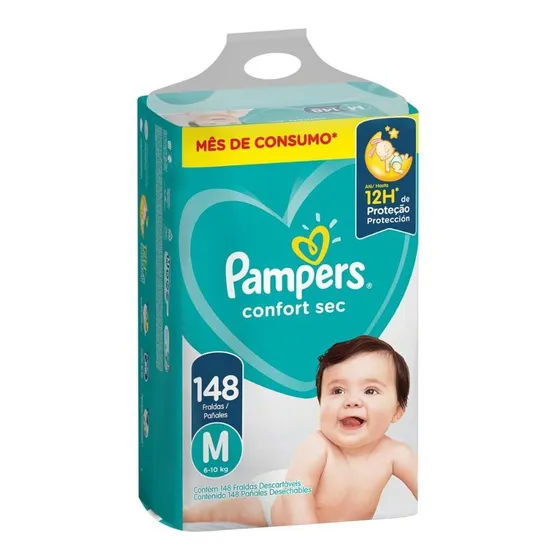 Fralda Descartável Infantil Pampers Confort Sec M 148 Unid