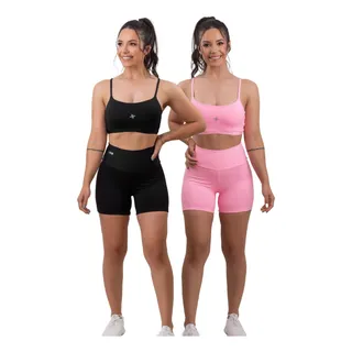 2 Conjunto De Academia Feminino Kit Short + Top Poliamida 2 Conjunto De Academia Feminino Kit Short + Top Poliamida
