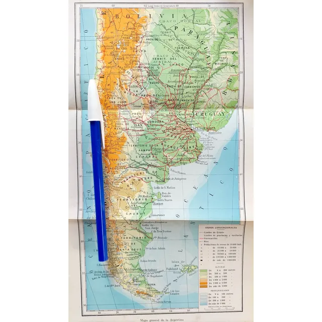 Antiguo Mapa Argentina 1930 Ferrocarriles Territorio Andes