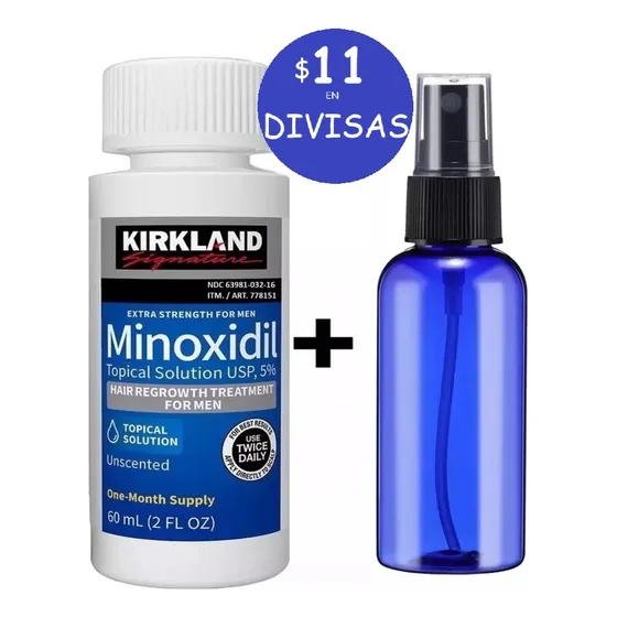 1 Frasco Minoxidil Kirkland +  Frasco Spray Barba Cabello