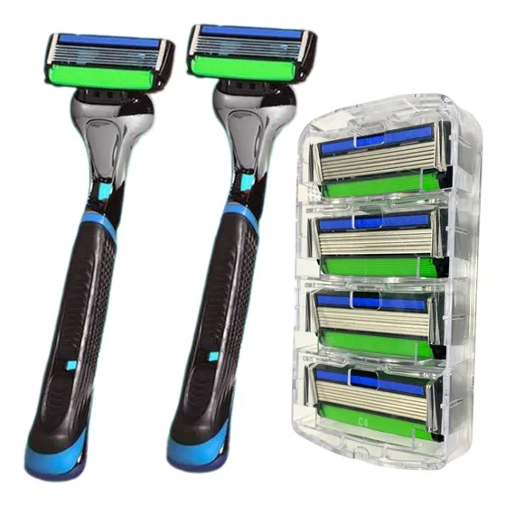 1 Barbeador 2 Recargas Dr Jones Razor 6 Laminas Recarregável